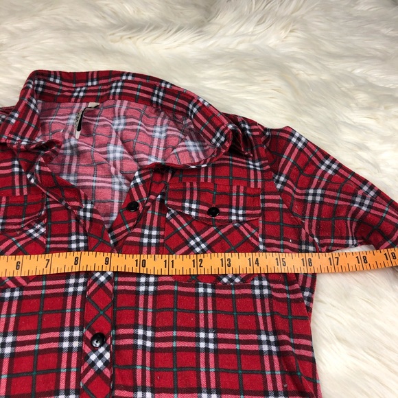 R n B red plaid shirt button down size small top - Picture 5 of 8